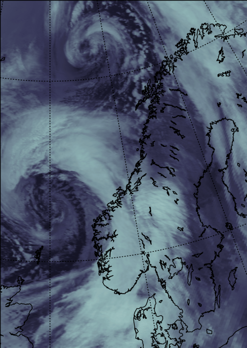 Satelittbilde av stormsenteret i nyttårsorkanen.