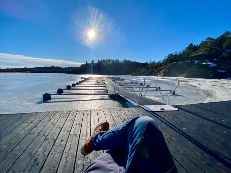 Brygga i Tønsberg var snødekt 18. februar.