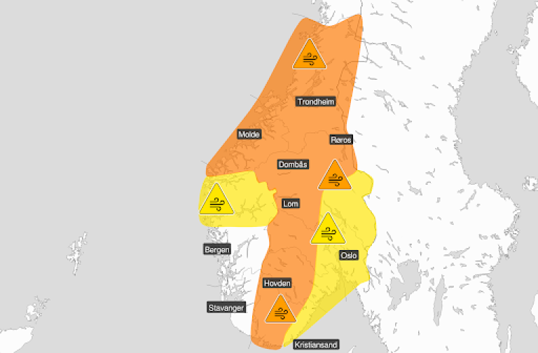 Figuren viser områdene som blir påvirket