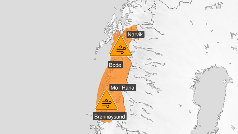 Farevarsel for kraftig vindkast i Nordland