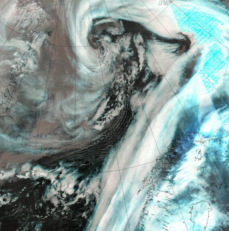 Satellittbilde av situasjonen kl 19, onsdag.