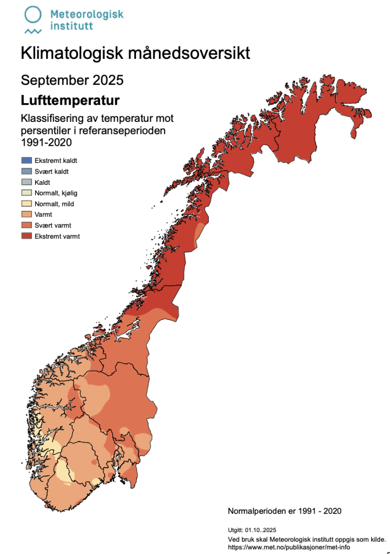 Bilete som syner lufttemperaturen i september. 