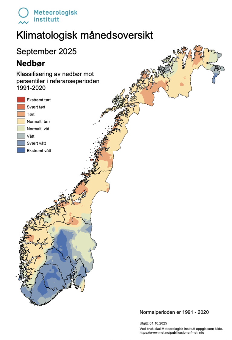 Bilete som syner kor mykje nedbør som kom i september. 
