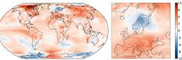 Illustrasjonen viser lufttemperaturavvik i overflaten for oktober 2023 sammenlignet med gjennomsnittet for oktober i perioden 1991-2020. Datakilde: ERA5. Kreditt: Copernicus Climate Change Service/ECMWF.