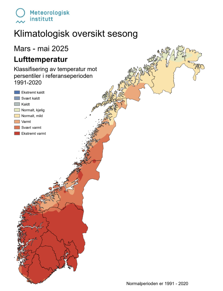 Kart som viser lufttemperatur.